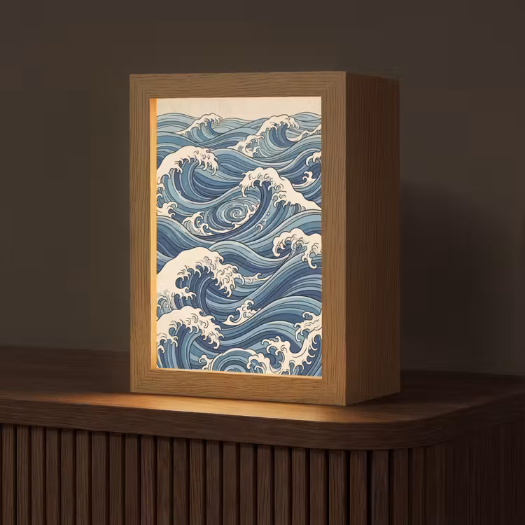 Gepersonaliseerde lightbox - Golven - Zee - Natuur - Abstract - Blauw — 1