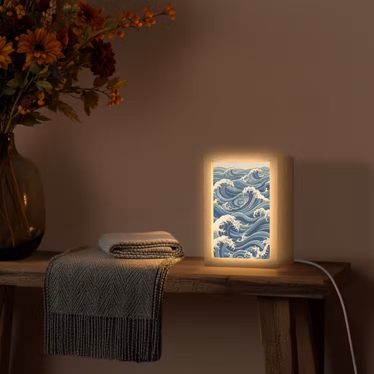 Gepersonaliseerde lightbox - Golven - Zee - Natuur - Abstract - Blauw — 3