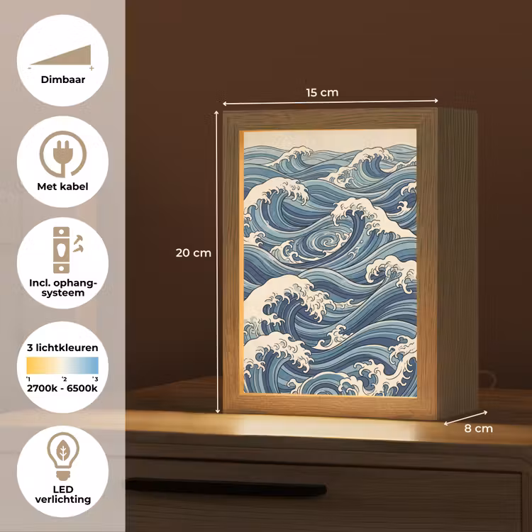 Gepersonaliseerde lightbox - Golven - Zee - Natuur - Abstract - Blauw — 7