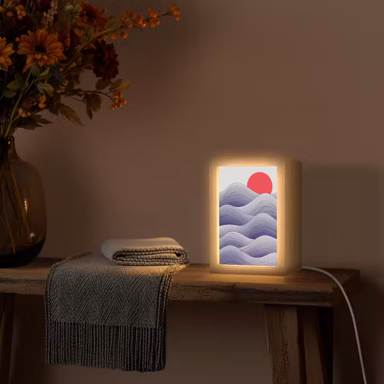 Gepersonaliseerde lightbox - Golven - Zon - Natuur - Abstract - Rood — 3