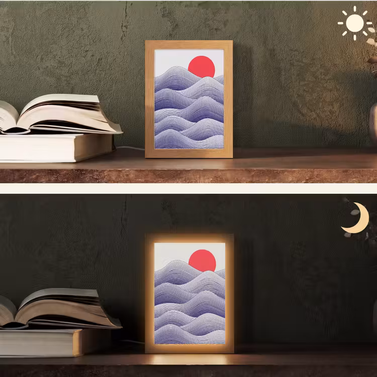 Gepersonaliseerde lightbox - Golven - Zon - Natuur - Abstract - Rood — 5