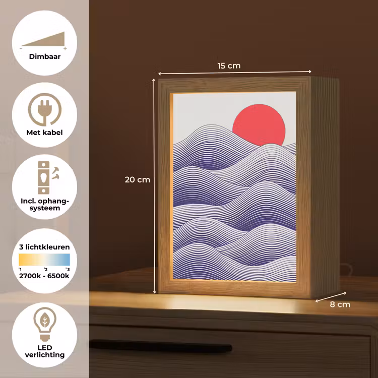 Gepersonaliseerde lightbox - Golven - Zon - Natuur - Abstract - Rood — 7