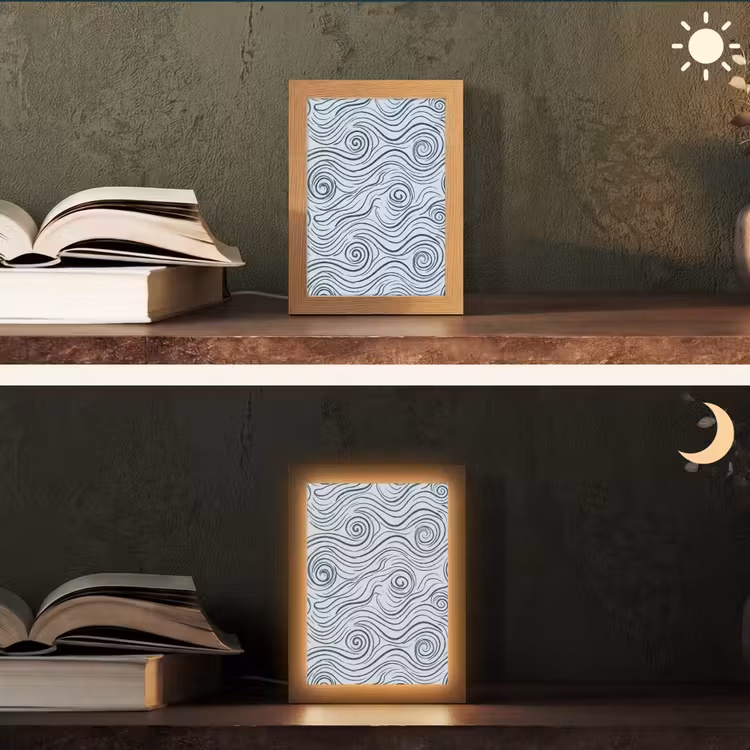 Gepersonaliseerde lightbox - Patroon - Golven - Abstract - Modern - Blauw — 5