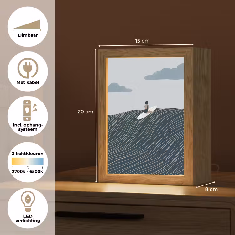 Gepersonaliseerde lightbox - Persoon - Surfen - Oceaan - Natuur - Modern — 7