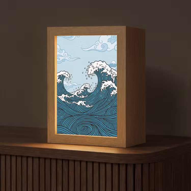 Gepersonaliseerde lightbox - Zee - Golven - Japans - Natuur - Blauw — 1