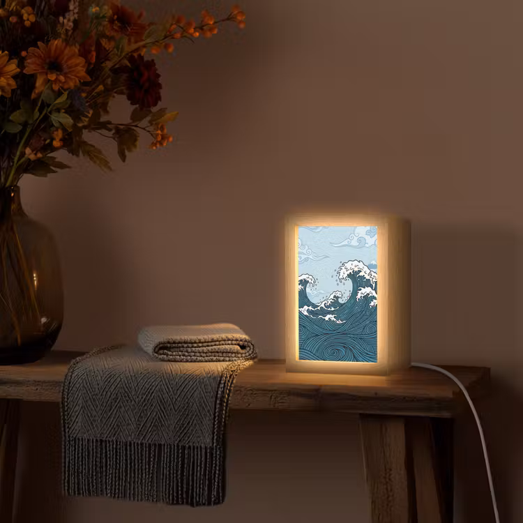Gepersonaliseerde lightbox - Zee - Golven - Japans - Natuur - Blauw — 3
