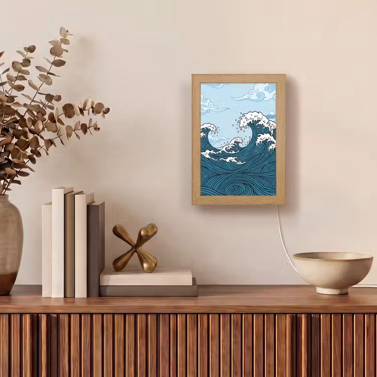 Gepersonaliseerde lightbox - Zee - Golven - Japans - Natuur - Blauw — 4