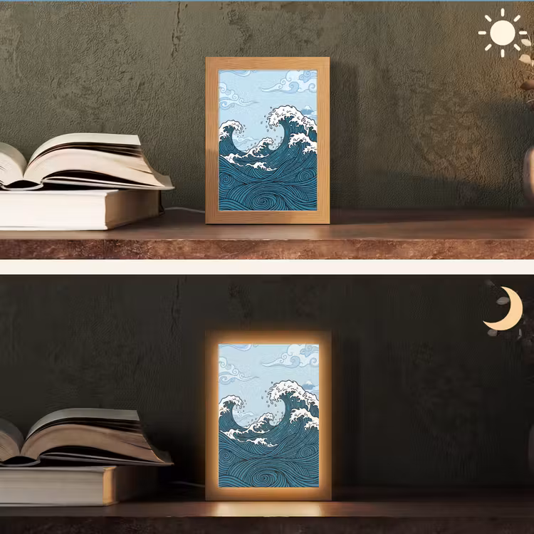 Gepersonaliseerde lightbox - Zee - Golven - Japans - Natuur - Blauw — 5