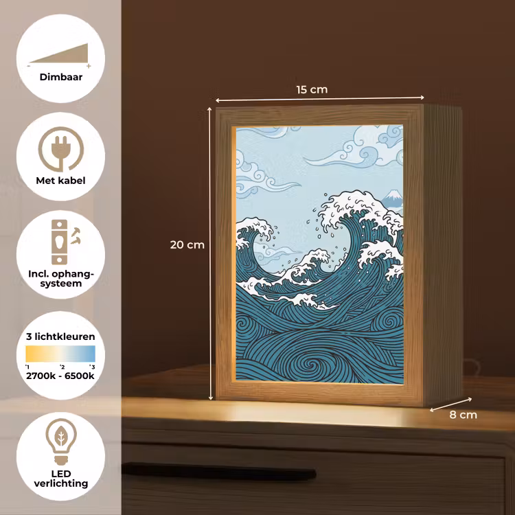 Gepersonaliseerde lightbox - Zee - Golven - Japans - Natuur - Blauw — 7