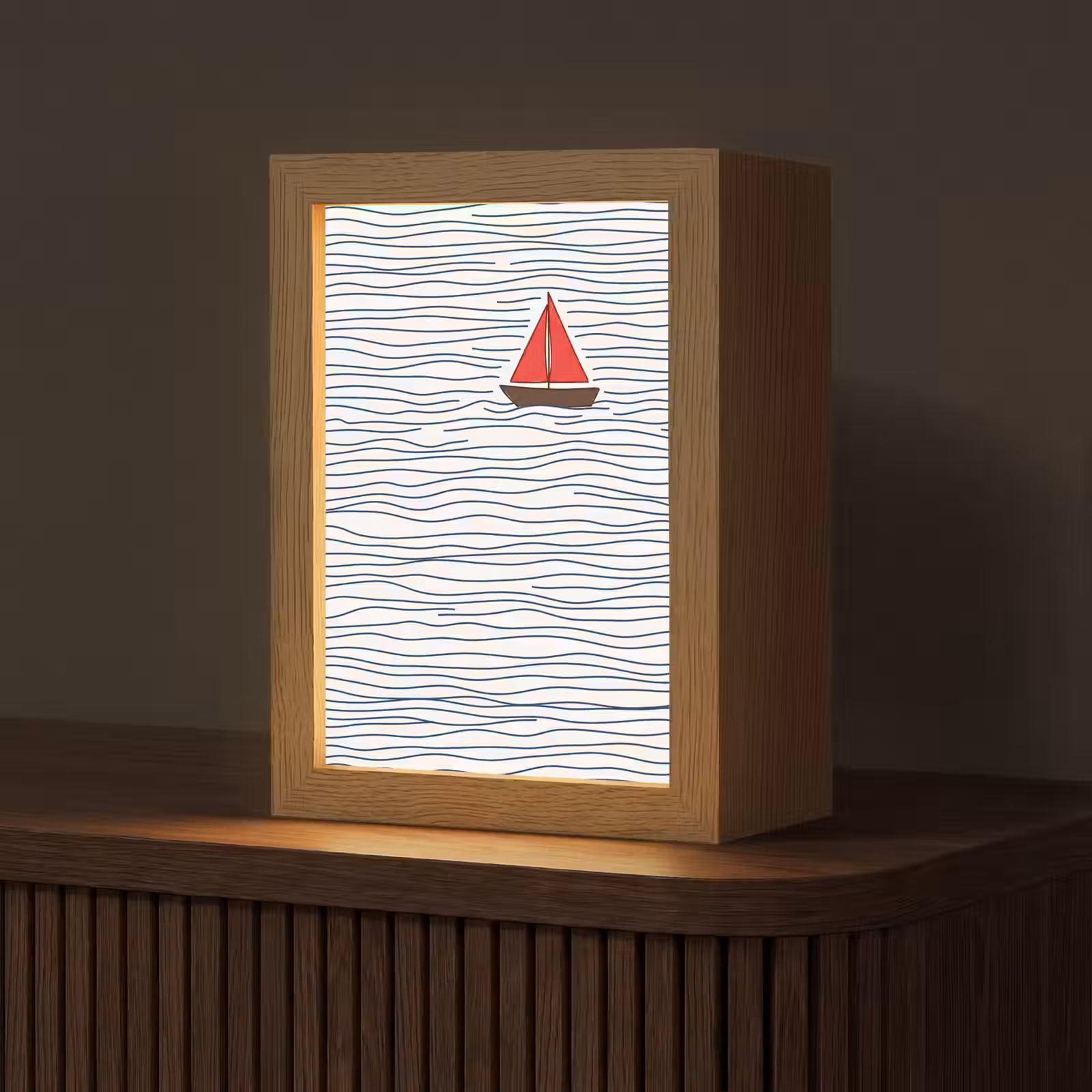 Gepersonaliseerde lightbox - Boot - Water - Rood - Illustratie - Minimalistisch — 1