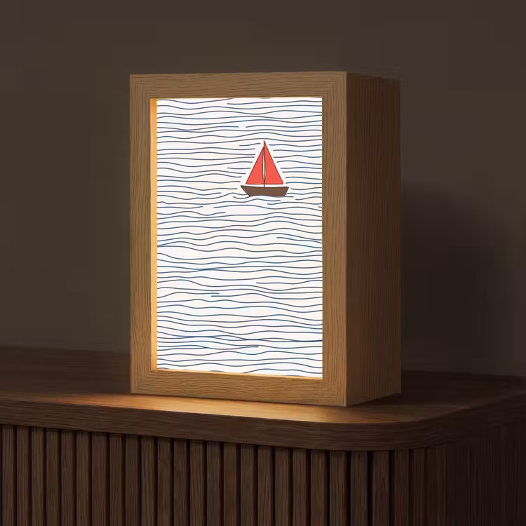 Gepersonaliseerde lightbox - Boot - Water - Rood - Illustratie - Minimalistisch — 1