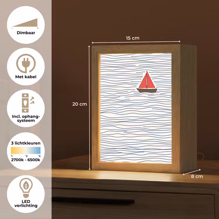 Gepersonaliseerde lightbox - Boot - Water - Rood - Illustratie - Minimalistisch — 7
