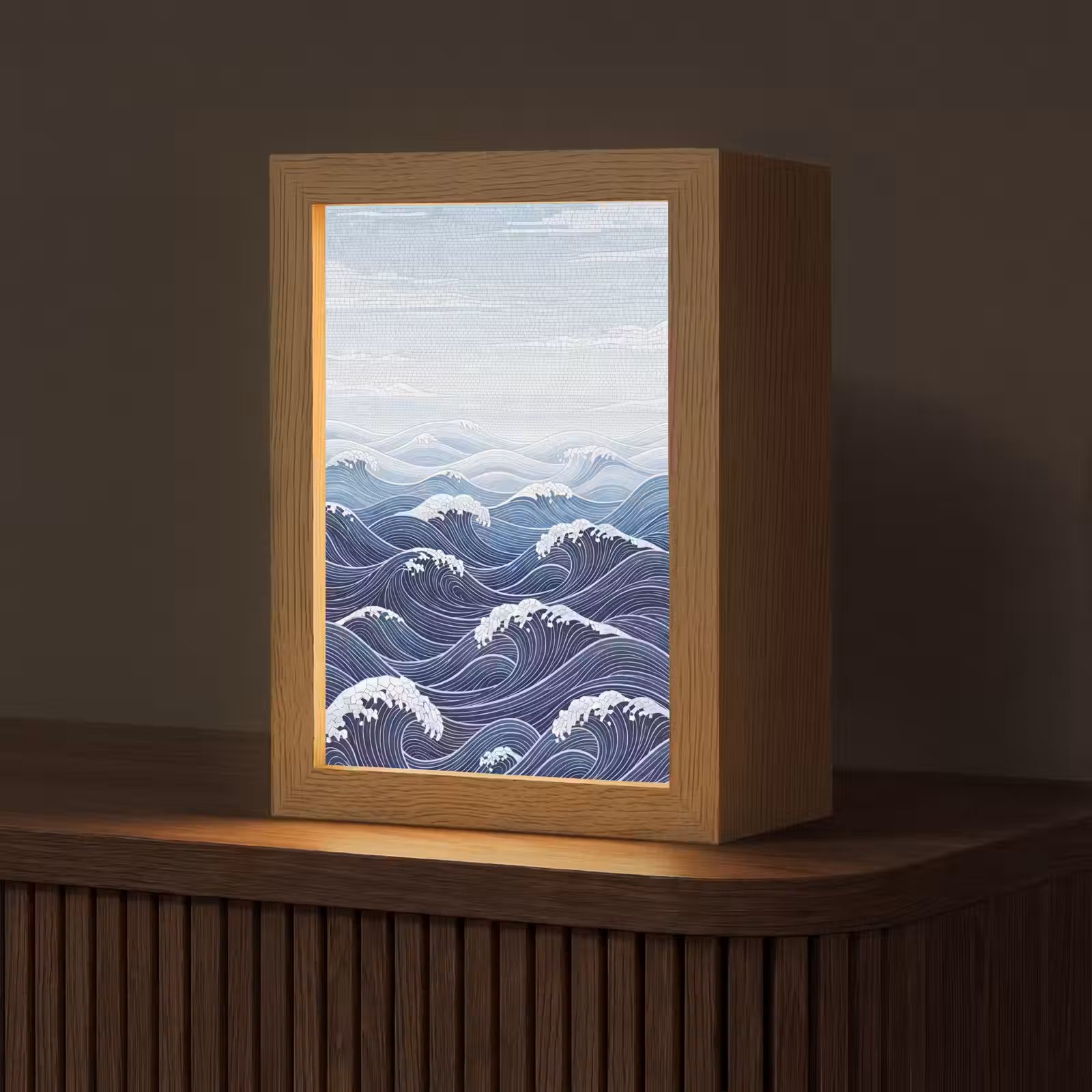Gepersonaliseerde lightbox - Water - Mozaïek - Landschap - Modern - Blauw — 1