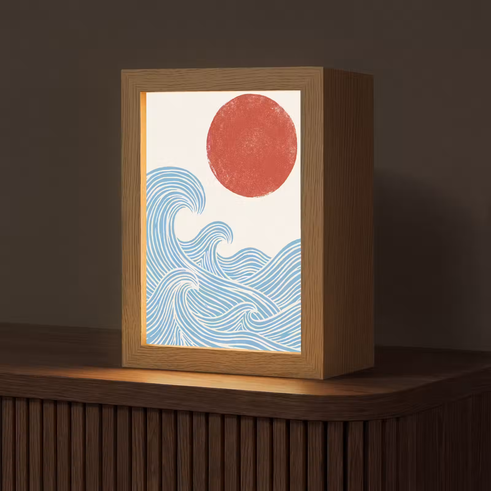 Gepersonaliseerde lightbox - Zon - Golven - Oceaan - Abstract - Rood — 1