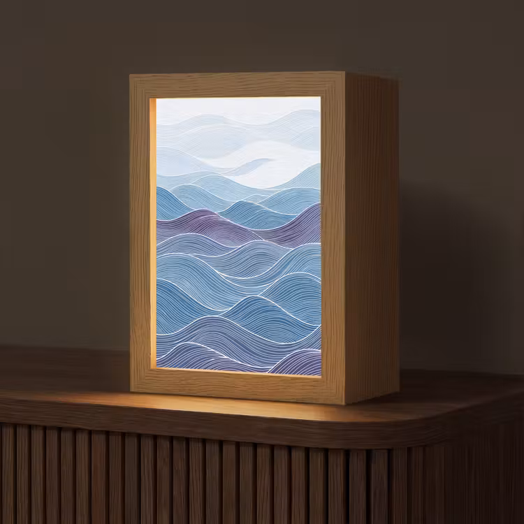 Gepersonaliseerde lightbox - Abstract - Golven - Patroon - Blauw - Modern — 1