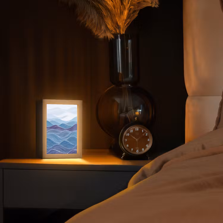 Gepersonaliseerde lightbox - Abstract - Golven - Patroon - Blauw - Modern — 2