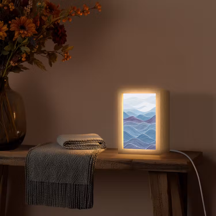 Gepersonaliseerde lightbox - Abstract - Golven - Patroon - Blauw - Modern — 3