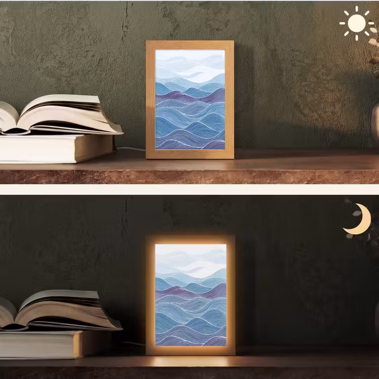 Gepersonaliseerde lightbox - Abstract - Golven - Patroon - Blauw - Modern — 5