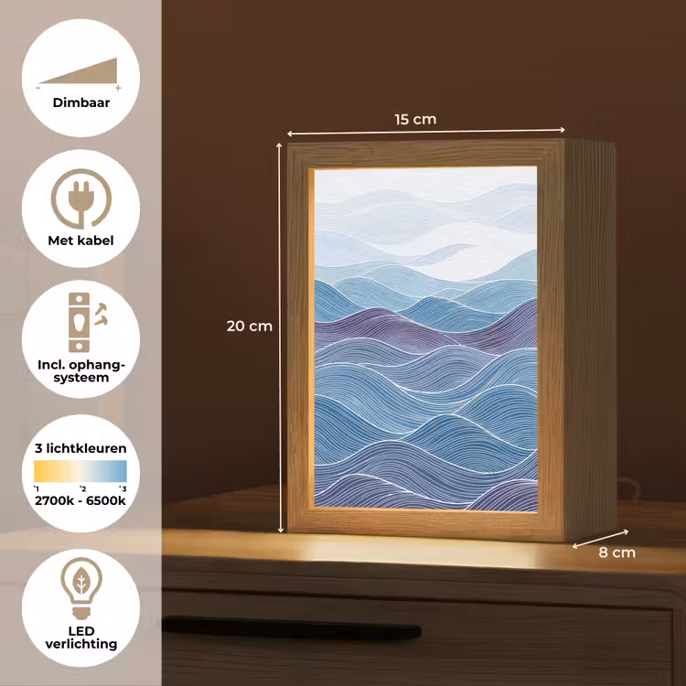Gepersonaliseerde lightbox - Abstract - Golven - Patroon - Blauw - Modern — 7