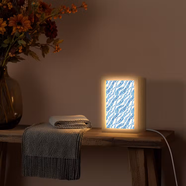 Gepersonaliseerde lightbox - Bladeren - Aquarel - Patroon - Modern - Blauw — 3
