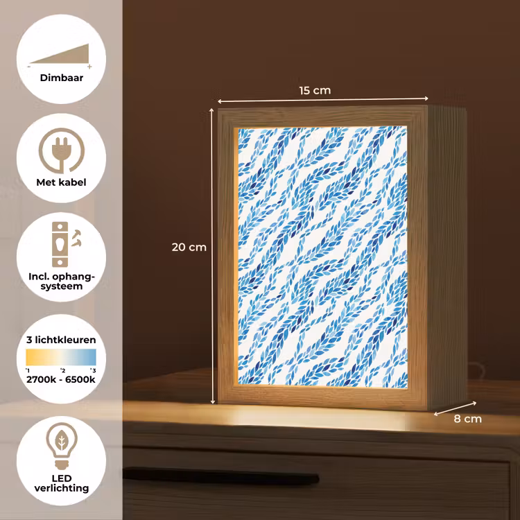 Gepersonaliseerde lightbox - Bladeren - Aquarel - Patroon - Modern - Blauw — 7