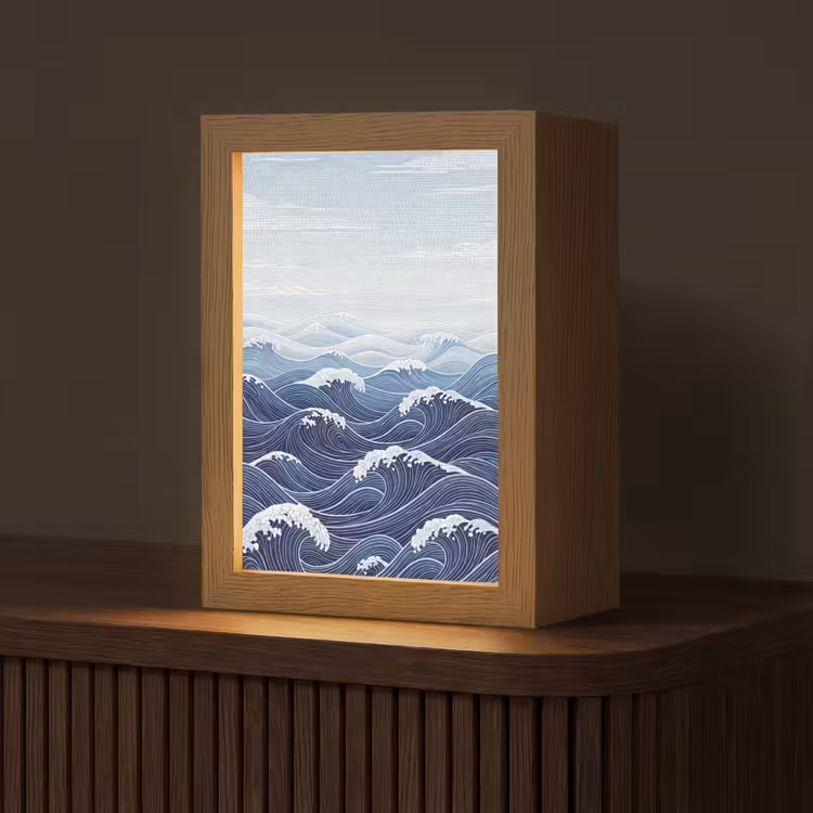 Gepersonaliseerde lightbox - Water - Mozaïek - Landschap - Modern - Blauw — 1