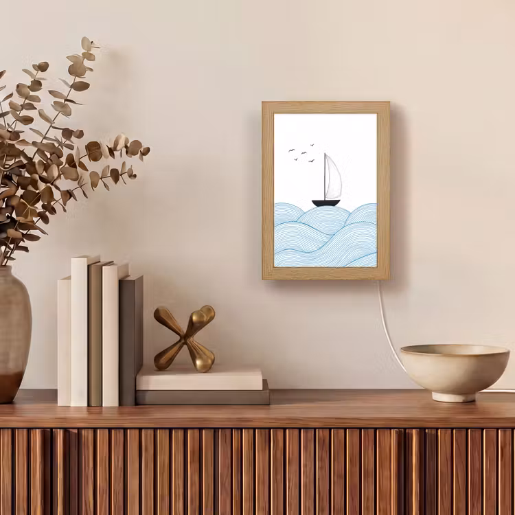 Gepersonaliseerde lightbox - Zeilboot - Golven - Zee - Illustratie - Blauw — 4