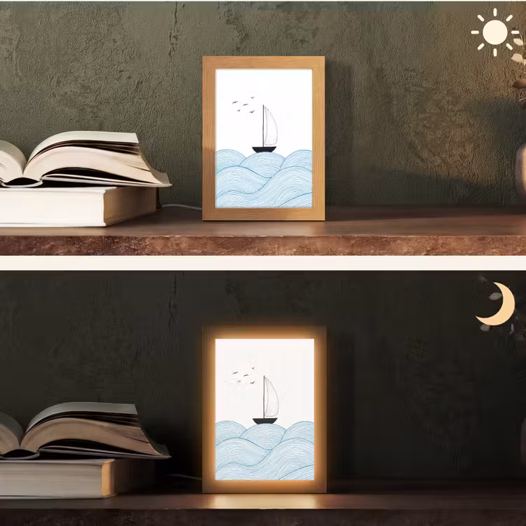 Gepersonaliseerde lightbox - Zeilboot - Golven - Zee - Illustratie - Blauw — 5
