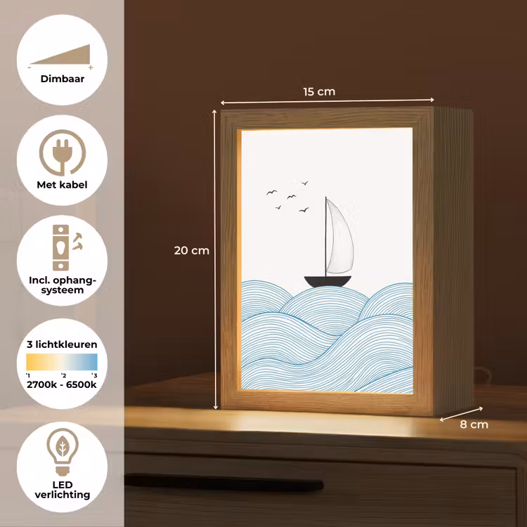 Gepersonaliseerde lightbox - Zeilboot - Golven - Zee - Illustratie - Blauw — 7