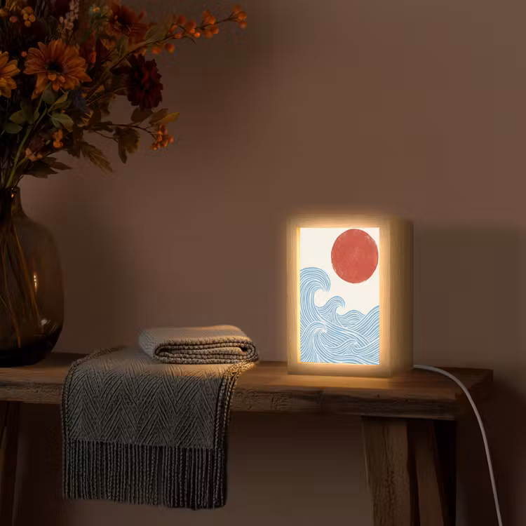Gepersonaliseerde lightbox - Zon - Golven - Oceaan - Abstract - Rood — 3