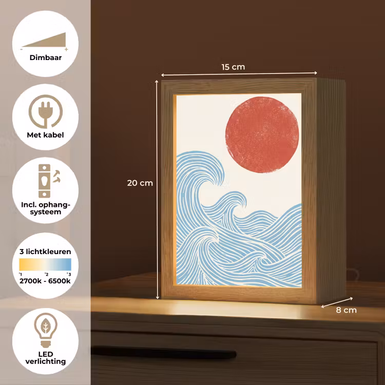 Gepersonaliseerde lightbox - Zon - Golven - Oceaan - Abstract - Rood — 7