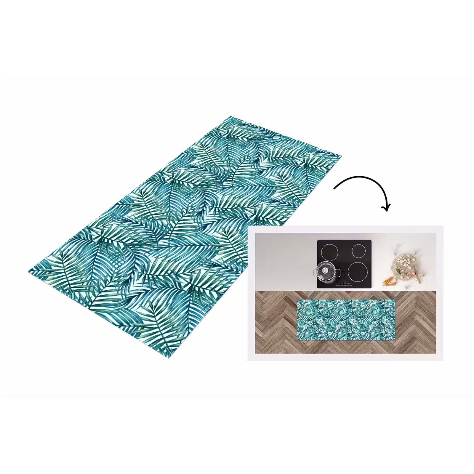 Keukenloper - Palmbladeren - Sierlijk - Blauw - Groen — 1