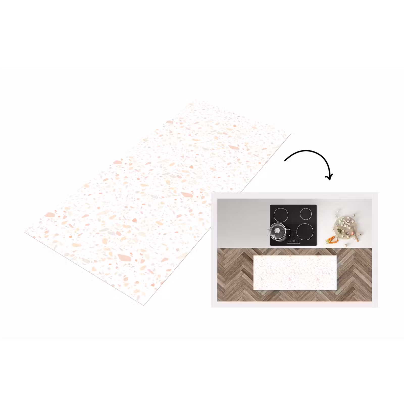 Keukenloper - Terrazzo - Patroon - Wit - Perzik — 1