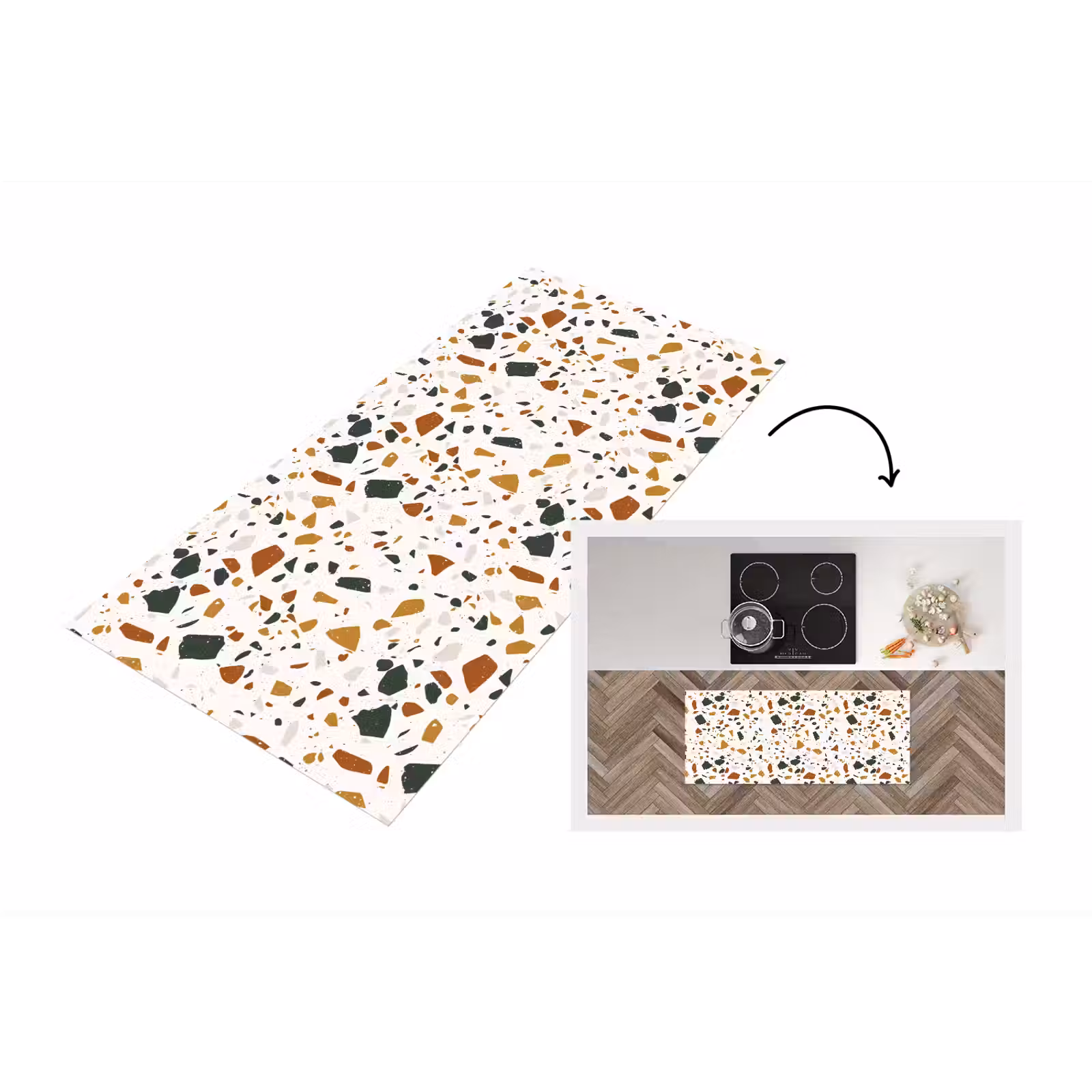 Keukenloper - Terrazzo - Patroon - Wit - Terra — 1