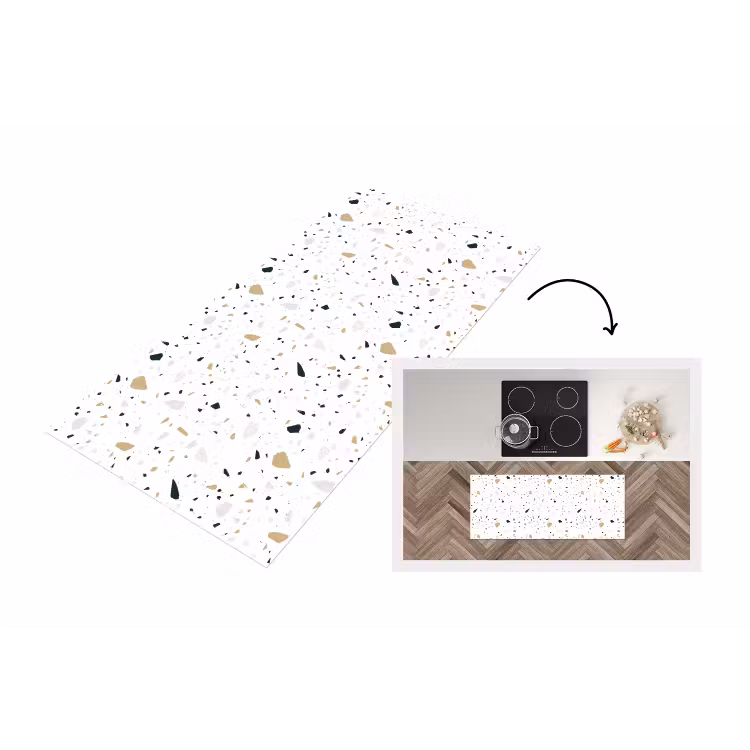 Keukenloper - Terrazzo - Patroon - Wit - Neutraal — 1
