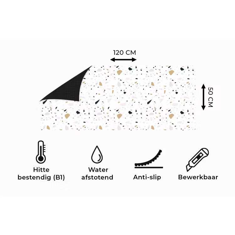 Keukenloper - Terrazzo - Patroon - Wit - Neutraal — 5