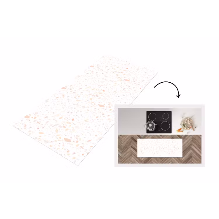 Keukenloper - Terrazzo - Patroon - Wit - Perzik — 1