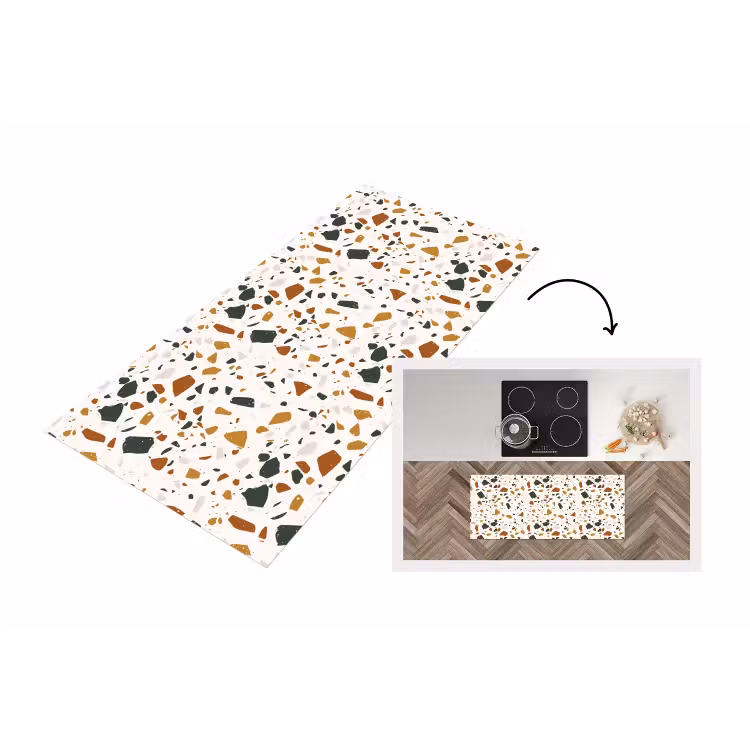 Keukenloper - Terrazzo - Patroon - Wit - Terra — 1