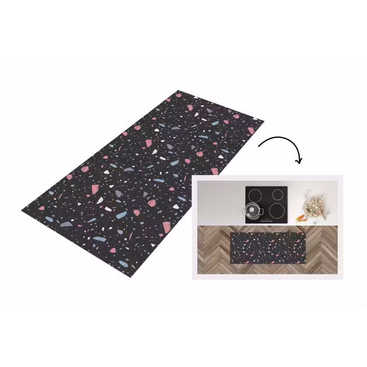 Keukenloper - Terrazzo - Patroon - Zwart - Zacht — 1