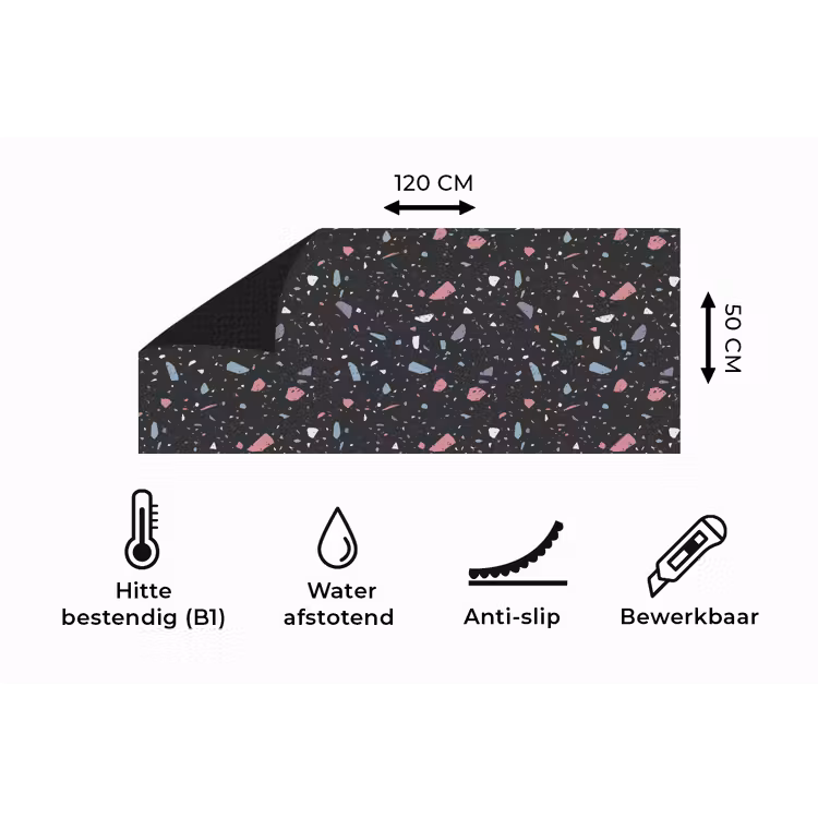 Keukenloper - Terrazzo - Patroon - Zwart - Zacht — 5