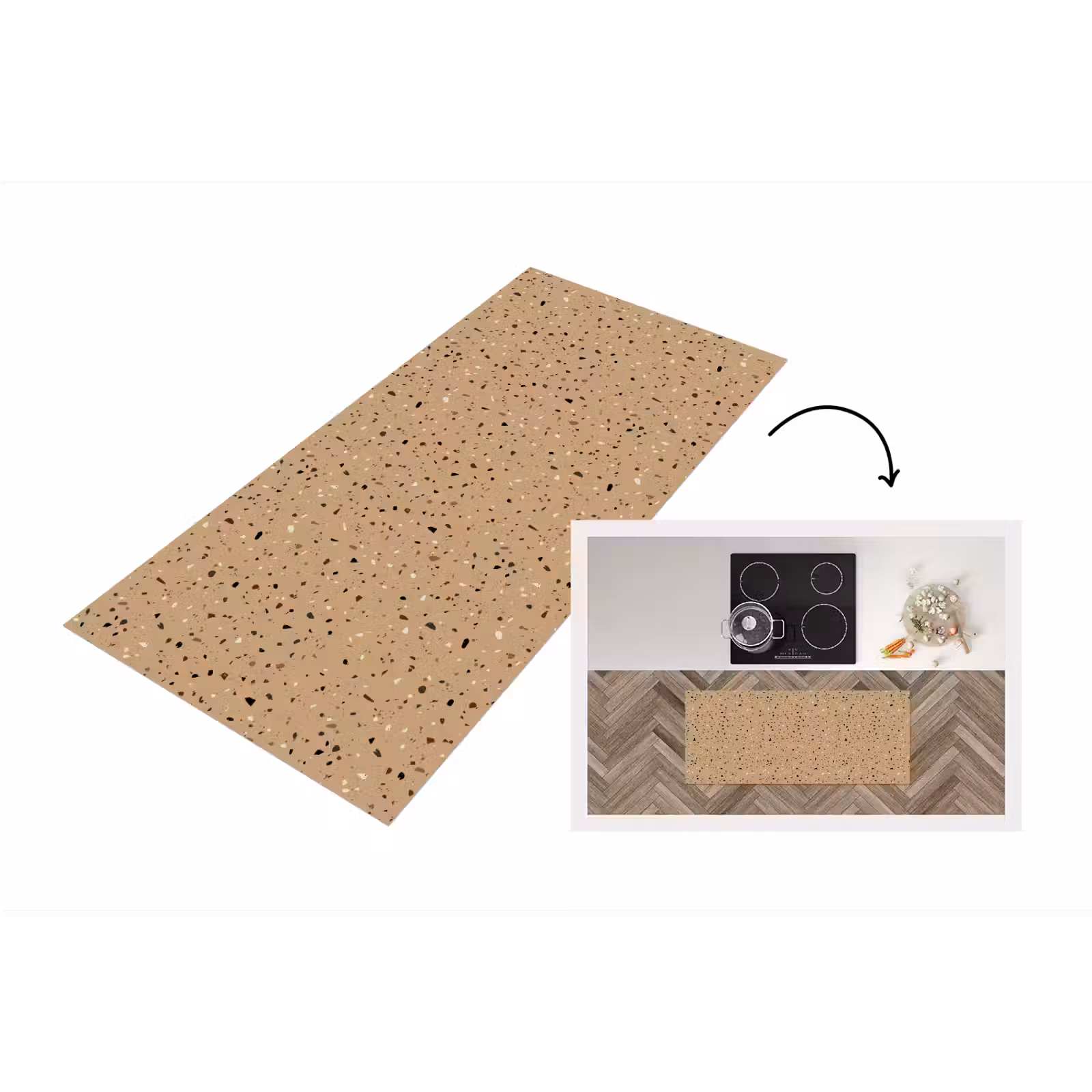 Keukenloper - Terrazzo - Patroon - Beige — 1