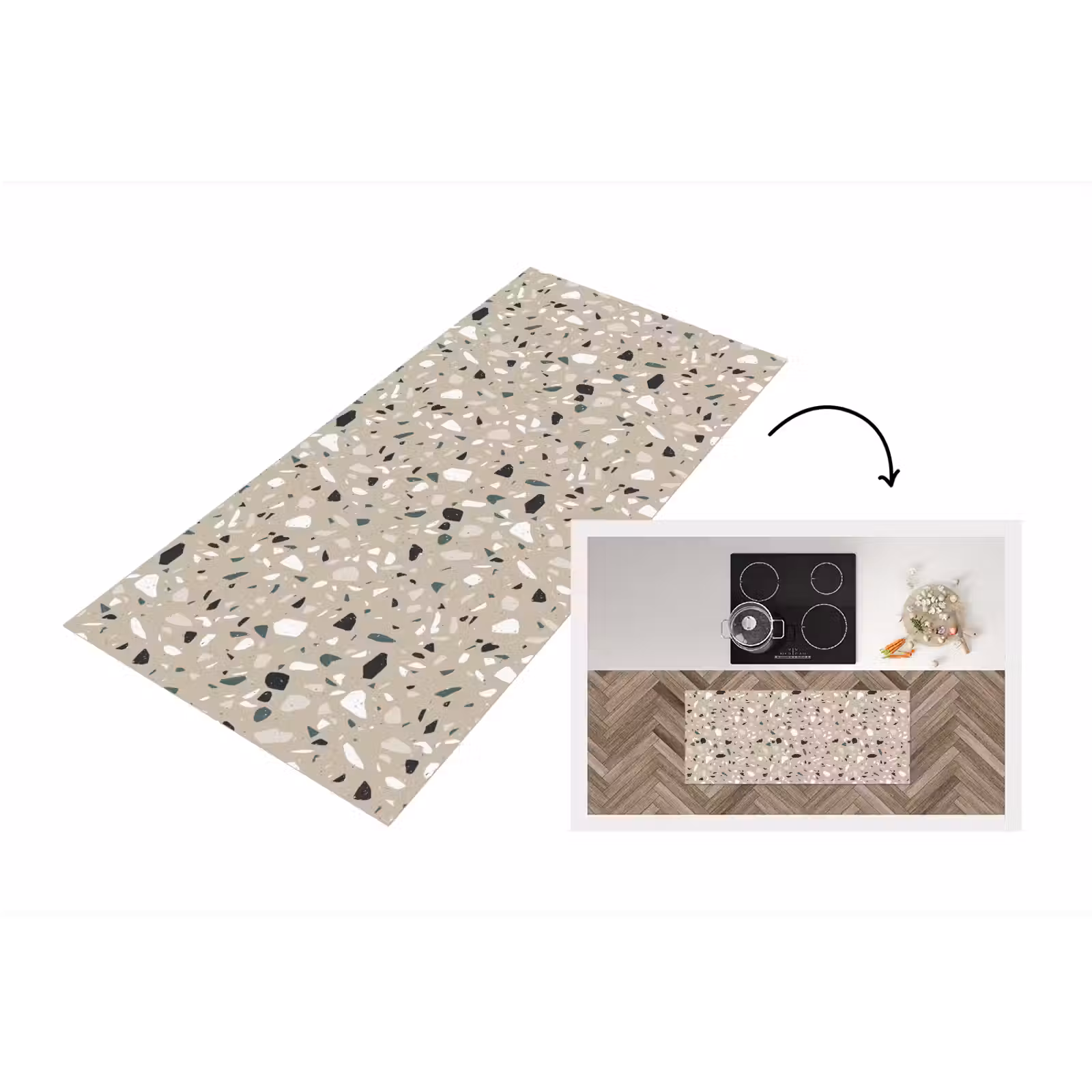 Keukenloper - Terrazzo - Patroon - Groen — 1
