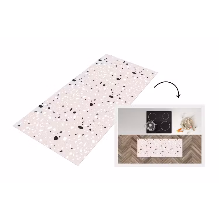 Keukenloper - Terrazzo - Patroon - Zacht - Zwart - Wit — 1