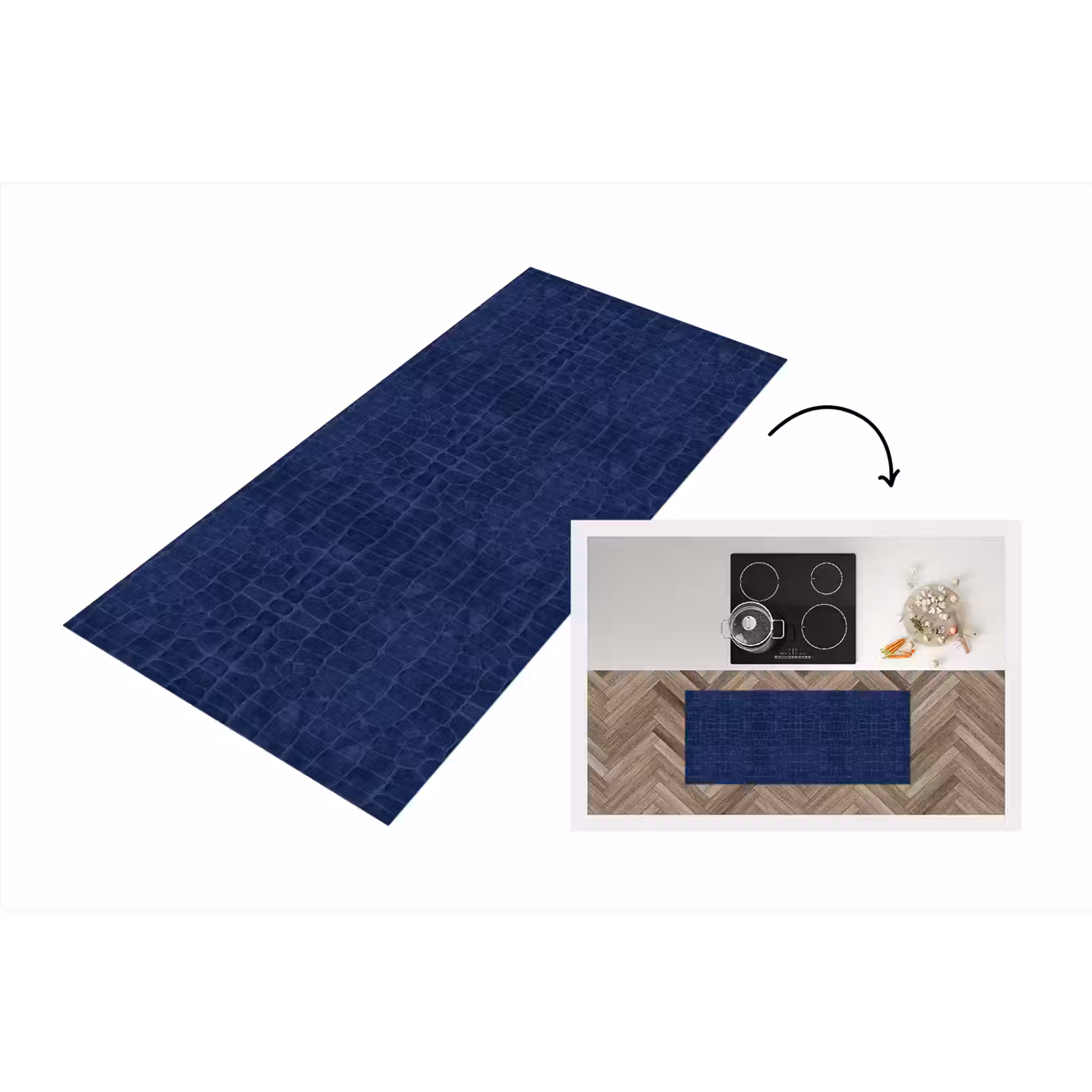 Keukenloper - Krokodil - Leer - Blauw — 1