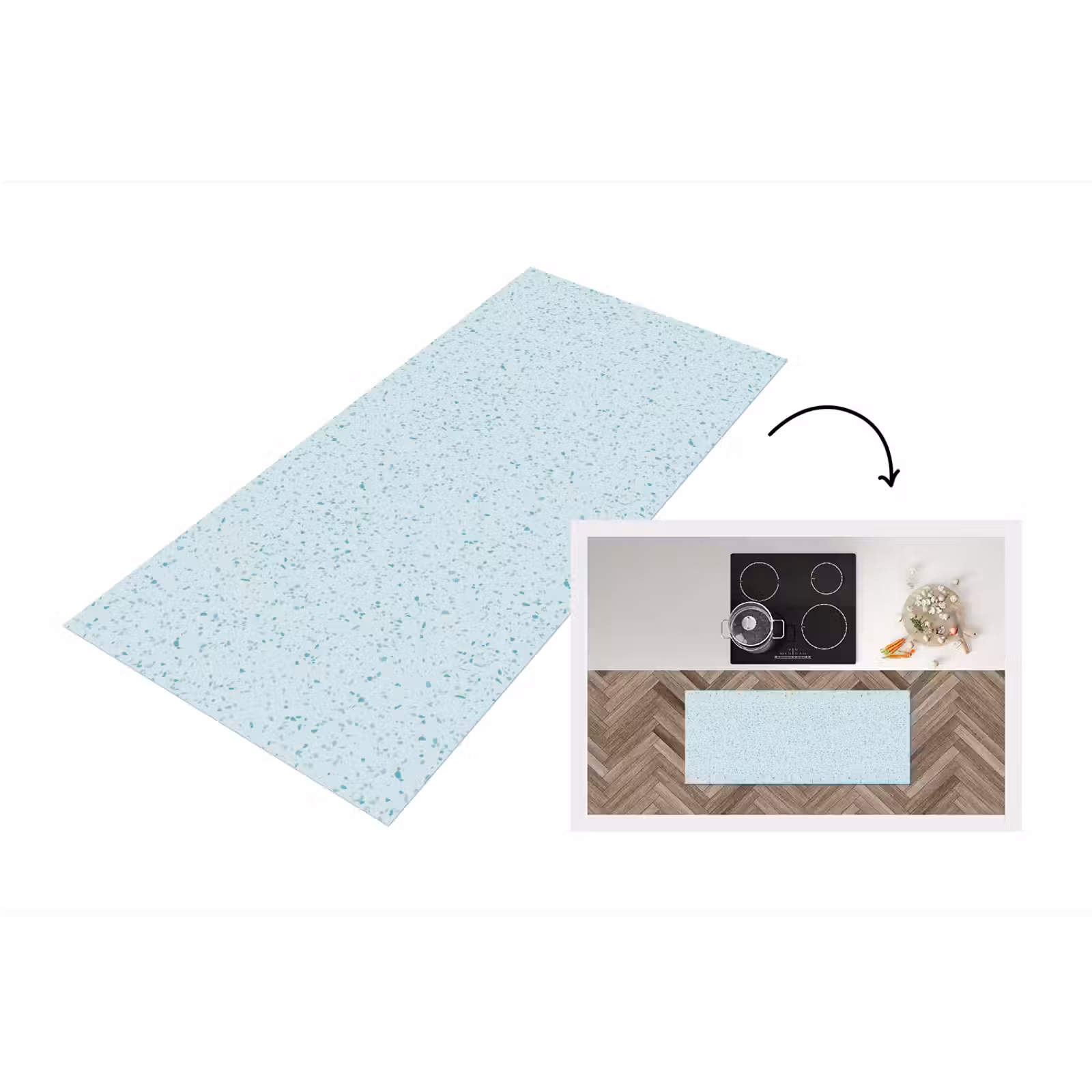 Keukenloper - Terrazzo - Patroon - Kleurrijk - Baby Blauw — 1