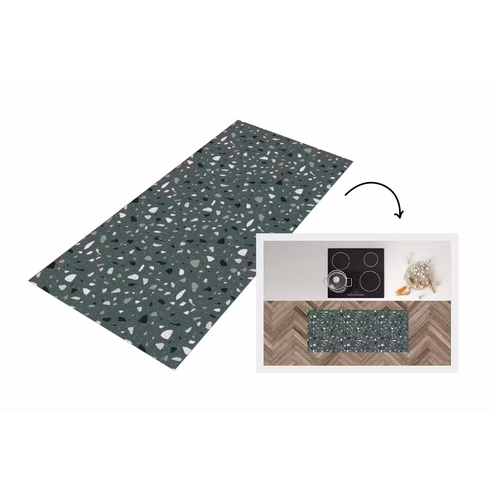 Keukenloper - Terrazzo - Patroon - Kleurrijk - Groen — 1