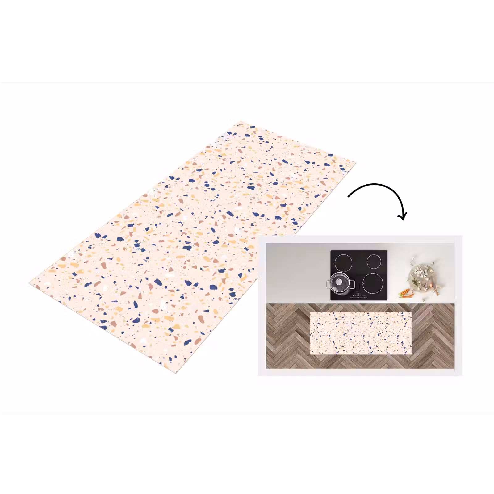 Keukenloper - Terrazzo - Patroon - Kleurrijk - Indigo — 1