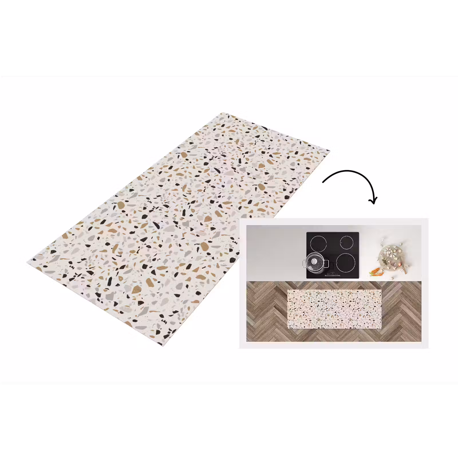 Keukenloper - Terrazzo - Patroon - Staal — 1