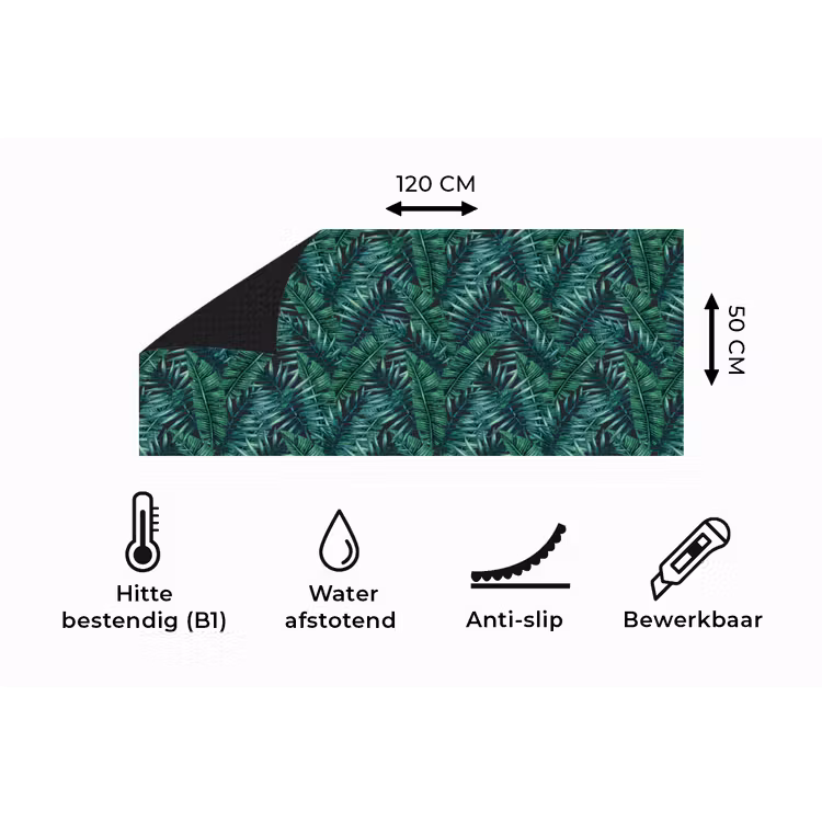 Keukenloper - Palmbladeren - Blauw - Tint - Zwart — 5