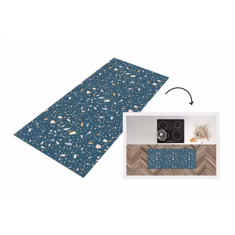 Keukenloper - Terrazzo - Patroon - Kleurrijk - Diep blauw — 1